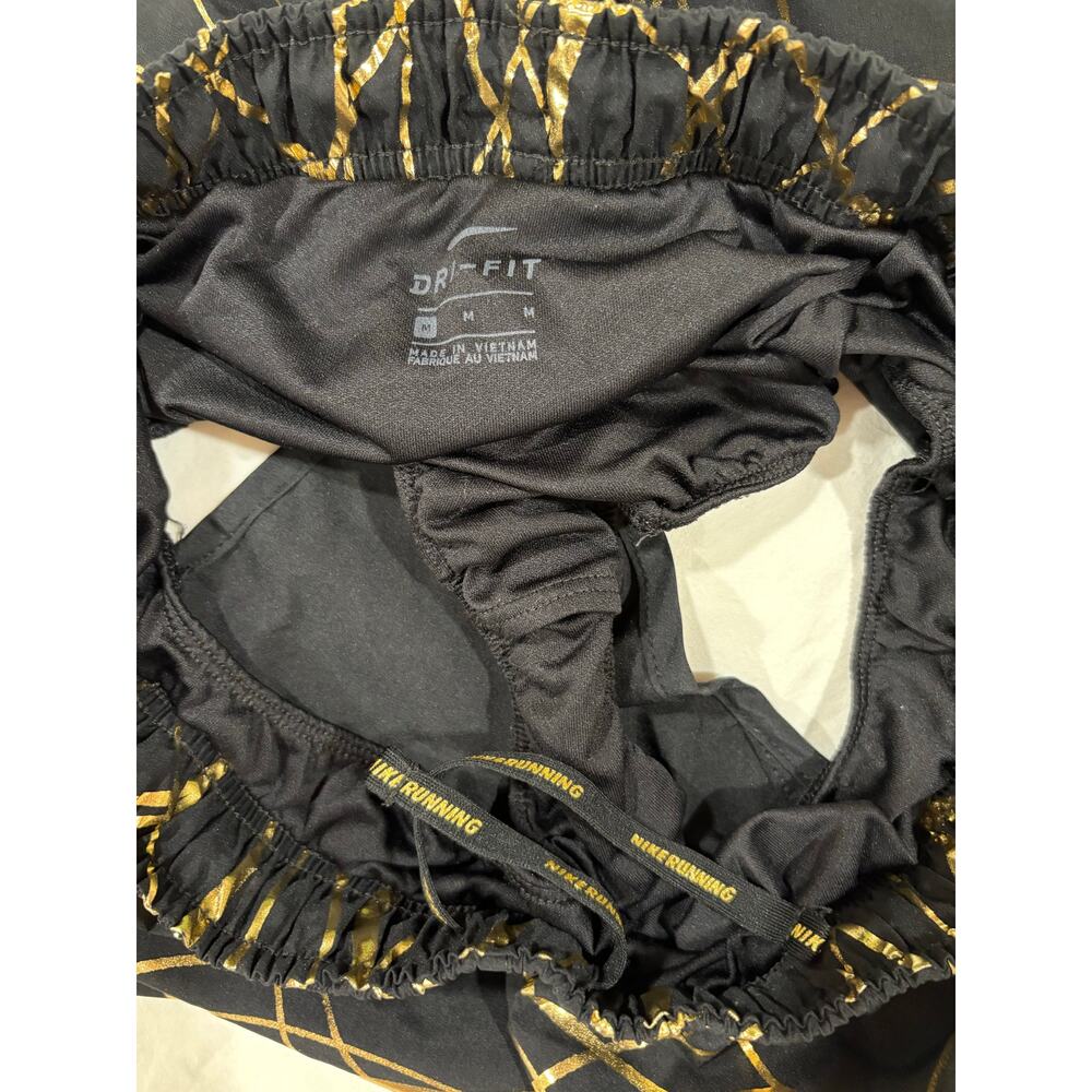 Nike Black Athletic Shorts with Gold Wave Print - Picture 4 of 6